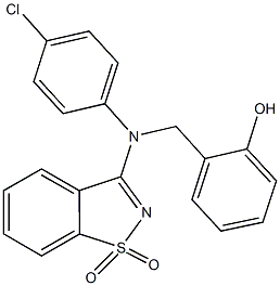 2-{[4-chloro(1,1-dioxido-1,2-benzisothiazol-3-yl)anilino]methyl}phenol Struktur