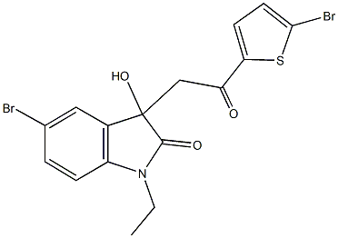 5-bromo-3-[2-(5-bromo-2-thienyl)-2-oxoethyl]-1-ethyl-3-hydroxy-1,3-dihydro-2H-indol-2-one Struktur