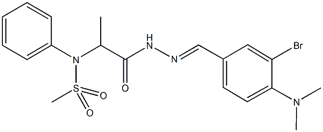 N-(2-{2-[3-bromo-4-(dimethylamino)benzylidene]hydrazino}-1-methyl-2-oxoethyl)-N-phenylmethanesulfonamide Struktur