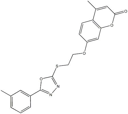 4-methyl-7-(2-{[5-(3-methylphenyl)-1,3,4-oxadiazol-2-yl]sulfanyl}ethoxy)-2H-chromen-2-one Struktur