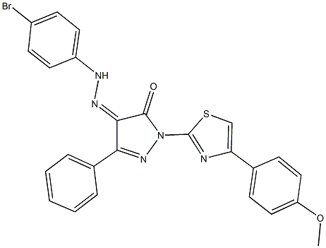 1-[4-(4-methoxyphenyl)-1,3-thiazol-2-yl]-3-phenyl-1H-pyrazole-4,5-dione 4-[(4-bromophenyl)hydrazone] Struktur