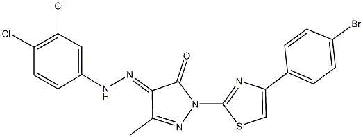 1-[4-(4-bromophenyl)-1,3-thiazol-2-yl]-3-methyl-1H-pyrazole-4,5-dione 4-[(3,4-dichlorophenyl)hydrazone] Struktur