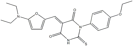 5-{[5-(diethylamino)-2-furyl]methylene}-1-(4-ethoxyphenyl)-2-thioxodihydro-4,6(1H,5H)-pyrimidinedione Struktur