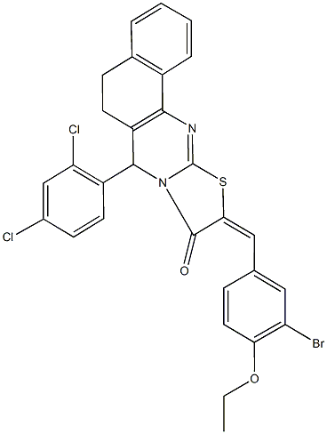 10-(3-bromo-4-ethoxybenzylidene)-7-(2,4-dichlorophenyl)-5,7-dihydro-6H-benzo[h][1,3]thiazolo[2,3-b]quinazolin-9(10H)-one Struktur