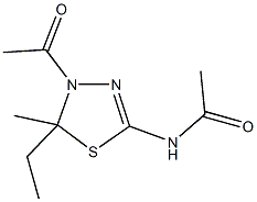 N-(4-acetyl-5-ethyl-5-methyl-4,5-dihydro-1,3,4-thiadiazol-2-yl)acetamide Struktur