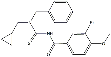 N-benzyl-N'-(3-bromo-4-methoxybenzoyl)-N-(cyclopropylmethyl)thiourea Struktur