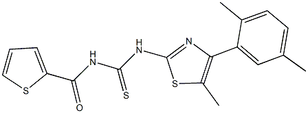 N-[4-(2,5-dimethylphenyl)-5-methyl-1,3-thiazol-2-yl]-N'-(2-thienylcarbonyl)thiourea Struktur