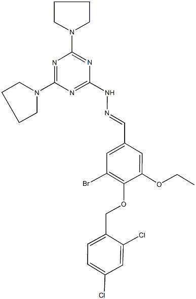 3-bromo-4-[(2,4-dichlorobenzyl)oxy]-5-ethoxybenzaldehyde (4,6-dipyrrolidin-1-yl-1,3,5-triazin-2-yl)hydrazone Struktur