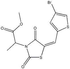 methyl 2-{5-[(4-bromo-2-thienyl)methylene]-2,4-dioxo-1,3-thiazolidin-3-yl}propanoate Struktur