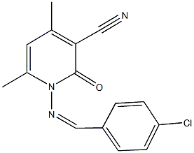 1-[(4-chlorobenzylidene)amino]-4,6-dimethyl-2-oxo-1,2-dihydropyridine-3-carbonitrile Struktur