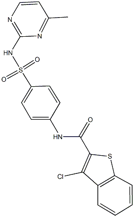 3-chloro-N-(4-{[(4-methyl-2-pyrimidinyl)amino]sulfonyl}phenyl)-1-benzothiophene-2-carboxamide Struktur