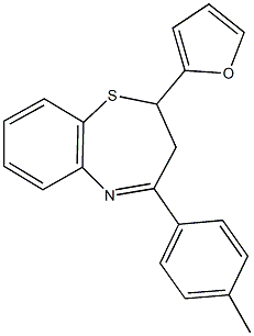 2-(2-furyl)-4-(4-methylphenyl)-2,3-dihydro-1,5-benzothiazepine Struktur