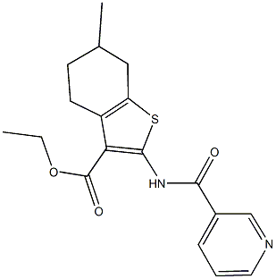 ethyl 6-methyl-2-[(3-pyridinylcarbonyl)amino]-4,5,6,7-tetrahydro-1-benzothiophene-3-carboxylate Struktur