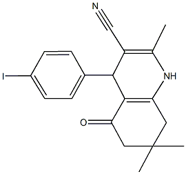 4-(4-iodophenyl)-2,7,7-trimethyl-5-oxo-1,4,5,6,7,8-hexahydro-3-quinolinecarbonitrile Struktur