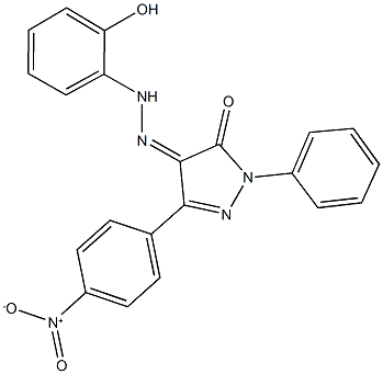 3-{4-nitrophenyl}-1-phenyl-1H-pyrazole-4,5-dione 4-[(2-hydroxyphenyl)hydrazone] Struktur