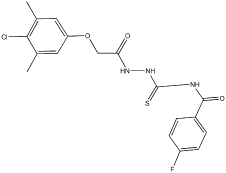 N-({2-[(4-chloro-3,5-dimethylphenoxy)acetyl]hydrazino}carbothioyl)-4-fluorobenzamide Struktur