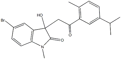 5-bromo-3-hydroxy-3-[2-(5-isopropyl-2-methylphenyl)-2-oxoethyl]-1-methyl-1,3-dihydro-2H-indol-2-one Struktur