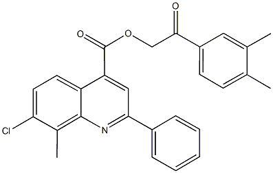 2-(3,4-dimethylphenyl)-2-oxoethyl 7-chloro-8-methyl-2-phenyl-4-quinolinecarboxylate Struktur