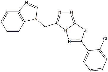 1-{[6-(2-chlorophenyl)[1,2,4]triazolo[3,4-b][1,3,4]thiadiazol-3-yl]methyl}-1H-benzimidazole Struktur