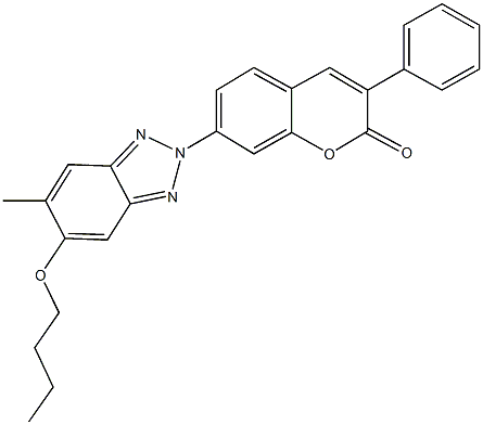 7-(5-butoxy-6-methyl-2H-1,2,3-benzotriazol-2-yl)-3-phenyl-2H-chromen-2-one Struktur