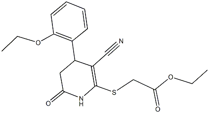 ethyl {[3-cyano-4-(2-ethoxyphenyl)-6-oxo-1,4,5,6-tetrahydro-2-pyridinyl]sulfanyl}acetate Struktur