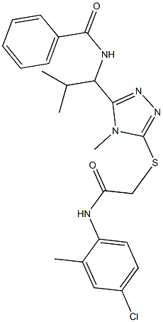 N-[1-(5-{[2-(4-chloro-2-methylanilino)-2-oxoethyl]sulfanyl}-4-methyl-4H-1,2,4-triazol-3-yl)-2-methylpropyl]benzamide Struktur