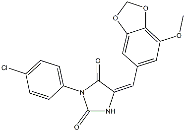 3-(4-chlorophenyl)-5-[(7-methoxy-1,3-benzodioxol-5-yl)methylene]-2,4-imidazolidinedione Struktur