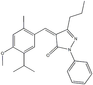 4-(5-isopropyl-4-methoxy-2-methylbenzylidene)-2-phenyl-5-propyl-2,4-dihydro-3H-pyrazol-3-one Struktur