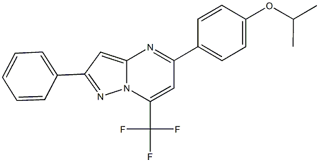 isopropyl 4-[2-phenyl-7-(trifluoromethyl)pyrazolo[1,5-a]pyrimidin-5-yl]phenyl ether Struktur