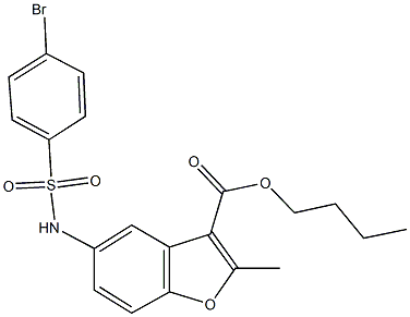 butyl 5-{[(4-bromophenyl)sulfonyl]amino}-2-methyl-1-benzofuran-3-carboxylate Struktur