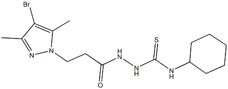 2-[3-(4-bromo-3,5-dimethyl-1H-pyrazol-1-yl)propanoyl]-N-cyclohexylhydrazinecarbothioamide Struktur