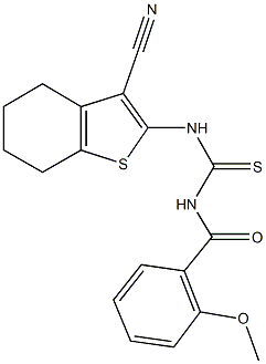 N-(3-cyano-4,5,6,7-tetrahydro-1-benzothien-2-yl)-N'-(2-methoxybenzoyl)thiourea Struktur