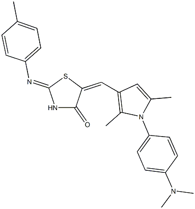 5-({1-[4-(dimethylamino)phenyl]-2,5-dimethyl-1H-pyrrol-3-yl}methylene)-2-[(4-methylphenyl)imino]-1,3-thiazolidin-4-one Struktur