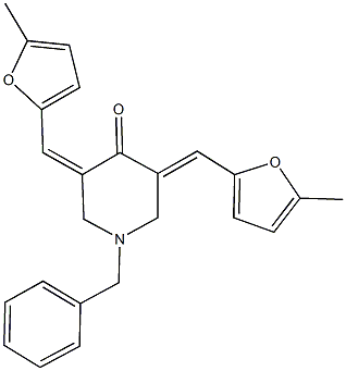 1-benzyl-3,5-bis[(5-methyl-2-furyl)methylene]-4-piperidinone Struktur