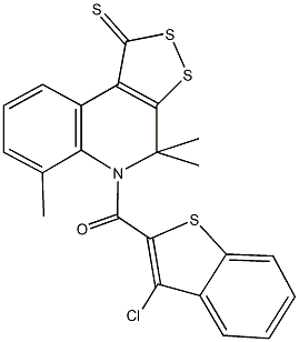 5-[(3-chloro-1-benzothien-2-yl)carbonyl]-4,4,6-trimethyl-4,5-dihydro-1H-[1,2]dithiolo[3,4-c]quinoline-1-thione Struktur