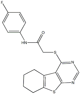 N-(4-fluorophenyl)-2-(5,6,7,8-tetrahydro[1]benzothieno[2,3-d]pyrimidin-4-ylsulfanyl)acetamide Struktur