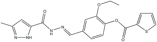 2-ethoxy-4-{2-[(3-methyl-1H-pyrazol-5-yl)carbonyl]carbohydrazonoyl}phenyl 2-thiophenecarboxylate Struktur