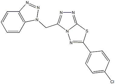 1-{[6-(4-chlorophenyl)[1,2,4]triazolo[3,4-b][1,3,4]thiadiazol-3-yl]methyl}-1H-1,2,3-benzotriazole Struktur