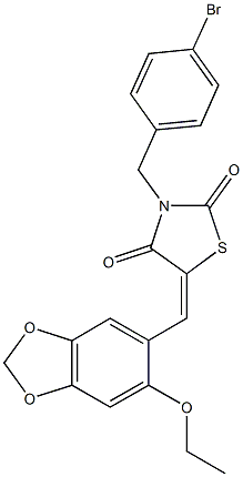 3-(4-bromobenzyl)-5-[(6-ethoxy-1,3-benzodioxol-5-yl)methylene]-1,3-thiazolidine-2,4-dione Struktur