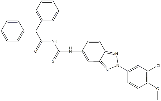 N-[2-(3-chloro-4-methoxyphenyl)-2H-1,2,3-benzotriazol-5-yl]-N'-(diphenylacetyl)thiourea Struktur