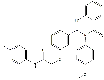 N-(4-fluorophenyl)-2-{3-[3-(4-methoxyphenyl)-4-oxo-1,2,3,4-tetrahydro-2-quinazolinyl]phenoxy}acetamide Struktur