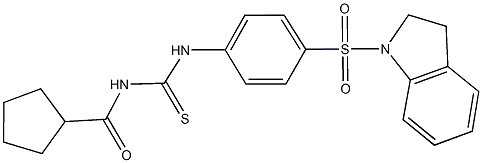 N-(cyclopentylcarbonyl)-N'-[4-(2,3-dihydro-1H-indol-1-ylsulfonyl)phenyl]thiourea Struktur