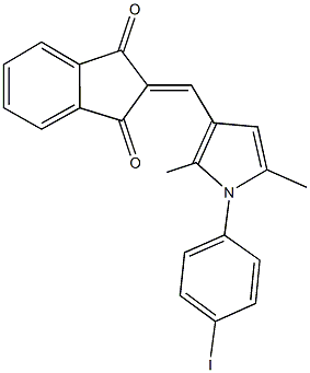 2-{[1-(4-iodophenyl)-2,5-dimethyl-1H-pyrrol-3-yl]methylene}-1H-indene-1,3(2H)-dione Struktur