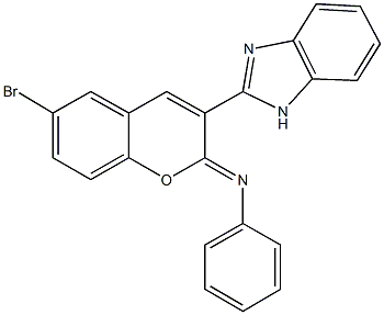 N-[3-(1H-benzimidazol-2-yl)-6-bromo-2H-chromen-2-ylidene]-N-phenylamine Struktur