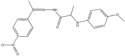 N'-(1-{4-nitrophenyl}ethylidene)-2-(4-methoxyanilino)propanohydrazide Struktur