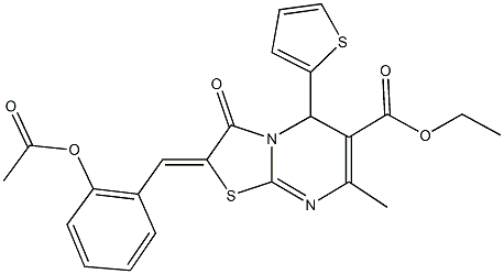 ethyl 2-[2-(acetyloxy)benzylidene]-7-methyl-3-oxo-5-(2-thienyl)-2,3-dihydro-5H-[1,3]thiazolo[3,2-a]pyrimidine-6-carboxylate Struktur