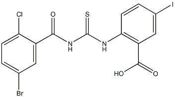 2-({[(5-bromo-2-chlorobenzoyl)amino]carbothioyl}amino)-5-iodobenzoic acid Struktur