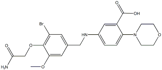 5-{[4-(2-amino-2-oxoethoxy)-3-bromo-5-methoxybenzyl]amino}-2-(4-morpholinyl)benzoic acid Struktur