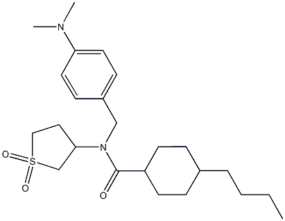 4-butyl-N-[4-(dimethylamino)benzyl]-N-(1,1-dioxidotetrahydro-3-thienyl)cyclohexanecarboxamide Struktur