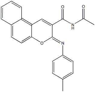 N-acetyl-3-[(4-methylphenyl)imino]-3H-benzo[f]chromene-2-carboxamide Struktur